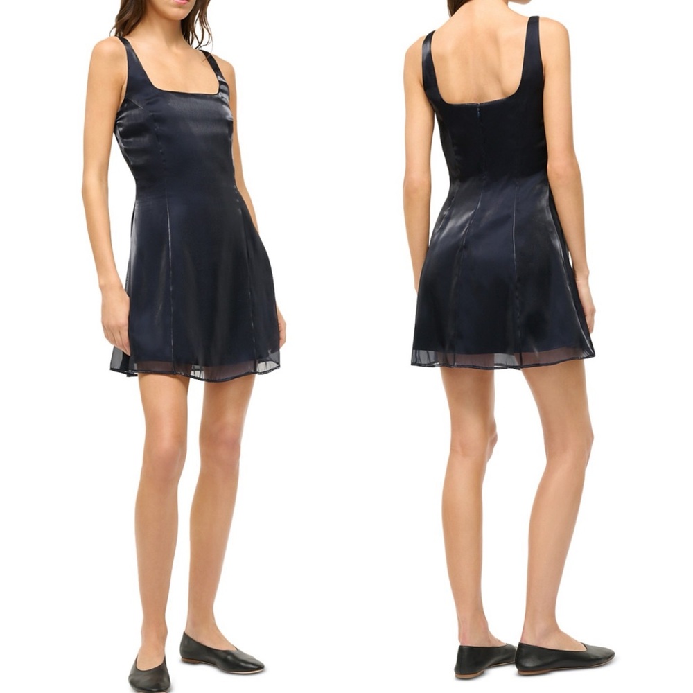 STAUD Livingston Mini Dress in Midnight, size 0 NWT